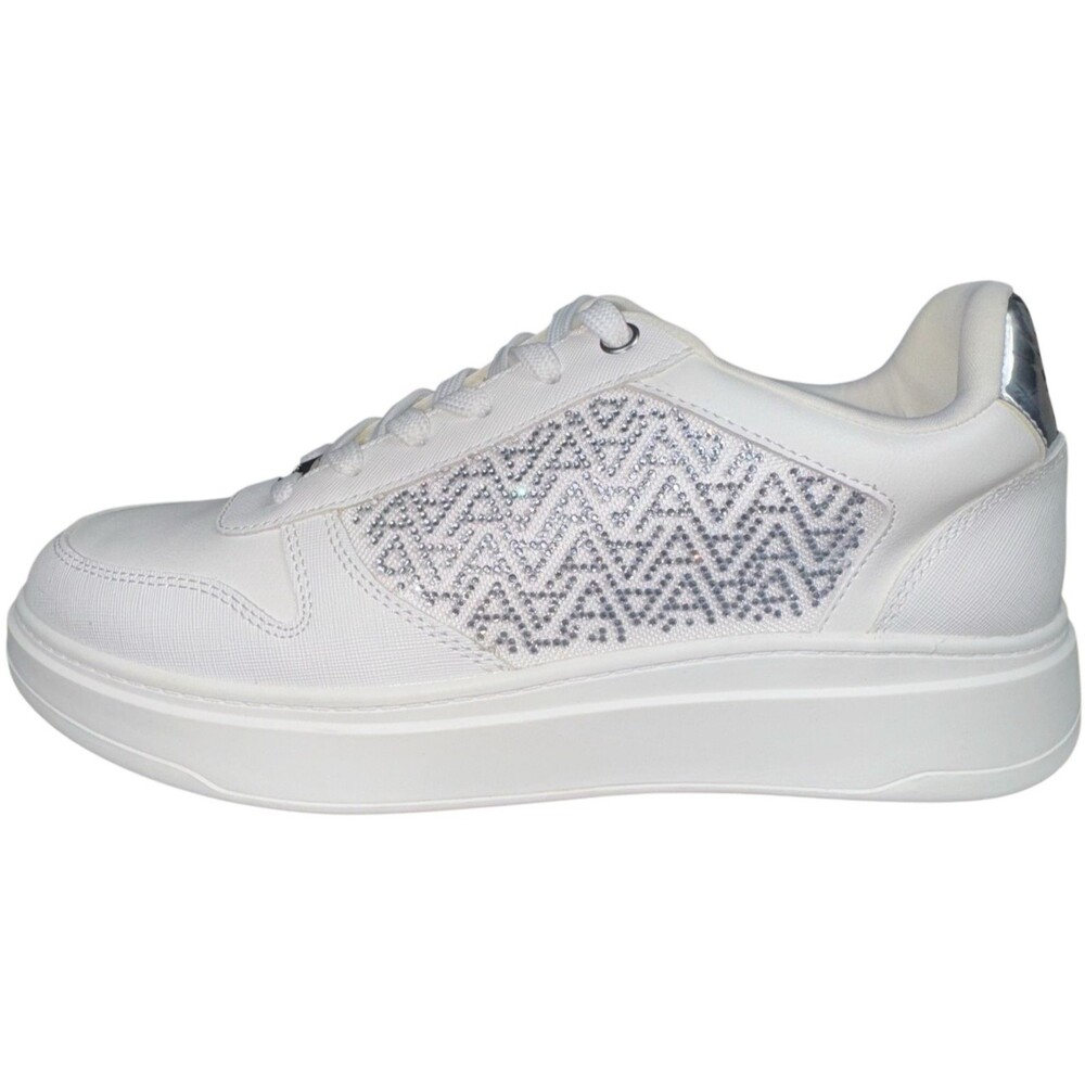 Aldo Womens Size 11 M Sneakers Haizley White Silver Bling Fashion Athleisure New